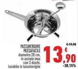 Conad Superstore PASSAVERDURE PASSAFACILE diametro 20 cm, offerta