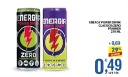 Qui Discount ENERGY POWER DRINK CLASSICO/ZERO PFANNER 250 ML offerta