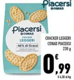 Conad CRACKER LEGGERI CONAD PIACERSI 230 g offerta
