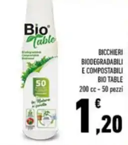 Conad BICCHIERI BIODEGRADABILI É COMPOSTABILI BIO TABLE 200 cc - 50 pezzi offerta