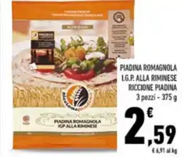 Conad PIADINA ROMAGNOLA L.G.P. ALLA RIMINESE RICCIONE PIADINA 3 pezzi - 375 g offerta