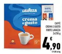 Conad CAFFÈ CREMA E GUSTO FORTE LAVAZZA 2x250 g offerta
