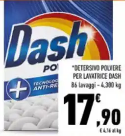Conad DETERSIVO POLVERE PER LAVATRICE DASH 86 lavaggi - 4,300 kg offerta