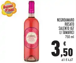Conad NEGROAMARO ROSATO SALENTO IGT LI TAMARICI 750 ml offerta