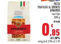 Conad PASTA TRAFILATA AL BRONZO ARMANDO vari tipi 500 g offerta
