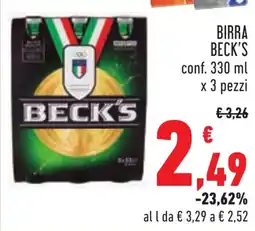 Conad BIRRA BECK'S conf. 330 ml x 3 pezzi offerta