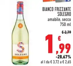 Conad BIANCO FRIZZANTE SOLEGRO amabile, secco 750 ml offerta