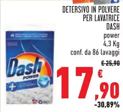 Conad DETERSIVO IN POLVERE PER LAVATRICE DASH conf. da 86 lavaggi offerta