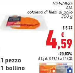 Conad VIENNESE AIA cotoletta di filetti di pollo 300 g offerta