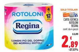 Conad CARTA IGIENICA ROTOLONI REGINA conf. da 4 pezzi offerta