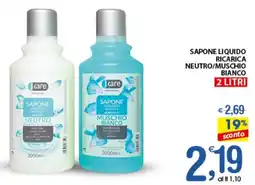 Qui Discount SAPONE LIQUIDO RICARICA NEUTRO/MUSCHIO BIANCO 2 LITRI offerta