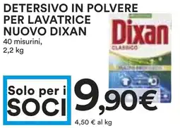 Coop Superstore DETERSIVO IN POLVERE PER LAVATRICE NUOVO DIXAN 40 misurini, 2,2 kg offerta