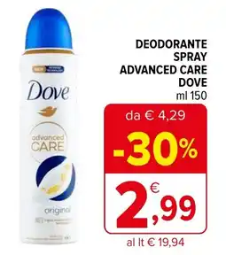 Iperal Deodorante spray advanced care DOVE offerta