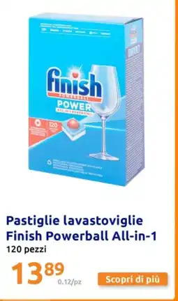 Action Pastiglie lavastoviglie Finish Powerball All-in-1 offerta