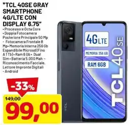 DPiù TCL 40 se gray smartphone 4g/lte con display 6.75 offerta