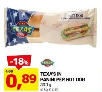 DPiù Texa's in panini per hot dog offerta