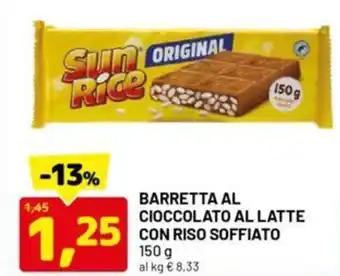 DPiù Barretta al cioccolato al latte con riso soffiato offerta