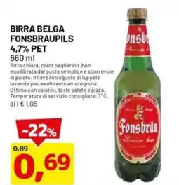 DPiù BIRRA BELGA FONSBRAUPILS 4,7% PET offerta