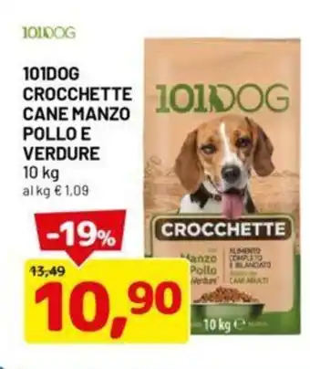 DPiù 101dog crocchette cane manzo pollo e verdure offerta