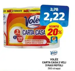 DPiù Volée carta casa 2 veli 3 maxi rotoli offerta