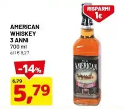 DPiù American whiskey 3 anni offerta