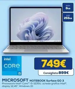 Euronics MICROSOFT NOTEBOOK Surface GO 3 offerta