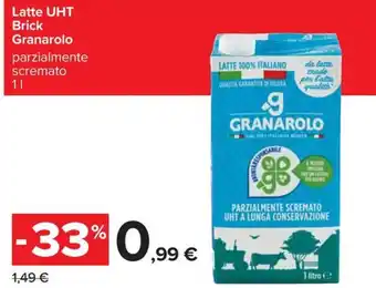 Carrefour Latte uht brick GRANAROLO offerta