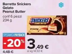 Carrefour Barretta snickers gelato peanut butter offerta