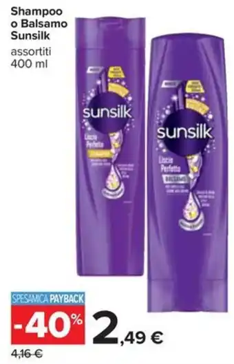 Carrefour Shampoo o Balsamo Sunsilk offerta