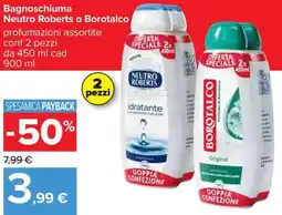 Carrefour Bagnoschiuma Neutro Roberts o Borotalco offerta