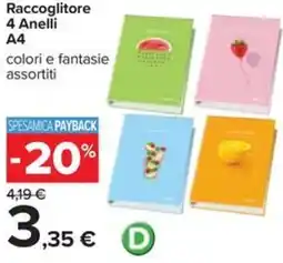 Carrefour Raccoglitore 4 Anelli A4 offerta