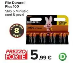 Carrefour Pile Duracell Plus 100 offerta