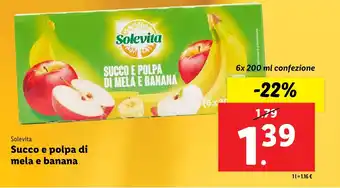 Lidl Solevita Succo e polpa di mela e banana offerta