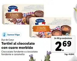 Lidl Duc de Coeur Tortini al cioccolato con cuore morbido offerta
