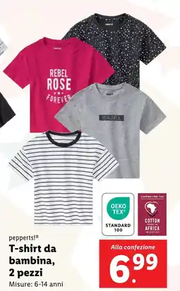 Lidl pepperts! T-shirt da bambina, 2 pezzi offerta