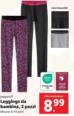Lidl pepperts! Leggings da bambina, 2 pezzi offerta
