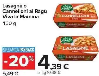 Carrefour Market Lasagne o Cannelloni al Ragù Viva la Mamma offerta