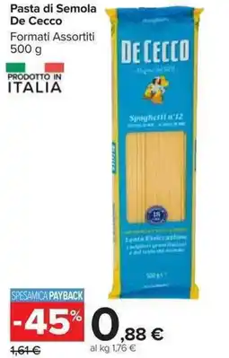 Carrefour Market Pasta di Semola De Cecco offerta