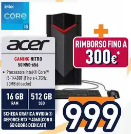 Unieuro ACER GAMING NITRO 50 N50-656 offerta