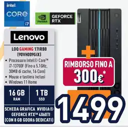 Unieuro Lenovo LOQ GAMING 17IRB8 (90VH009GIX) offerta