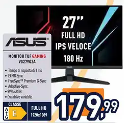 Unieuro ASUS MONITOR TUF GAMING VG279Q3A offerta