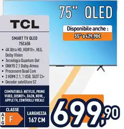 Unieuro TCL SMART TV QLED 75C655 offerta