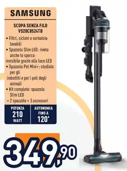 Unieuro SAMSUNG SCOPA SENZA FILO VS20C8524TB offerta