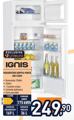 Unieuro IGNIS FRIGORIFERO DOPPIA PORTA ARL14DS2 offerta