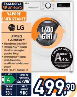 Unieuro LG LAVATRICE F4R3009NSWW offerta