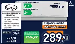 Unieuro ARGO CONDIZIONATORE MONOSPLIT NEWAGE PLUS 9 offerta