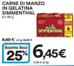 Ipercoop Carne di manzo in gelatina SIMMENTHAL offerta