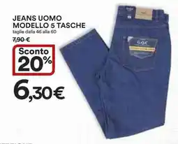 Ipercoop Jeans uomo modello 5 tasche offerta