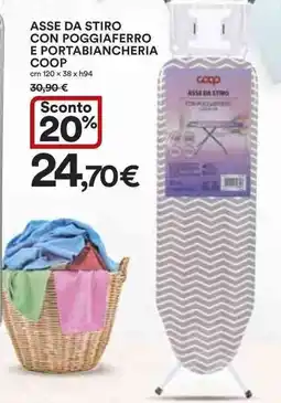 Asse da stiro con poggiaferro e portabiancheria COOP