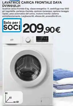 Ipercoop LAVATRICE CARICA FRONTALE DAYA DVW612L21 offerta